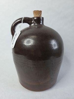 Brown Stoneware Jug with Cork. 1 gal, excellent condition, 10 in high
