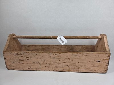 Salmon Painted Primitive Tool Caddy. 24x7x8