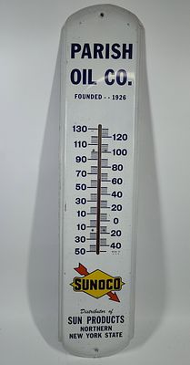 Sunoco Parish Oil Thermometer. Working condition. Northern New York State. 36x8