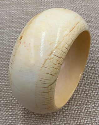 Substantial Polished Natural Material Bangle Bracelet. 146 gram weight, 1 1/2 IN width, 2 1/4 IN 