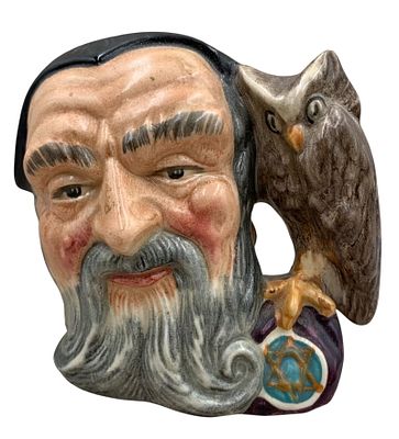 Vintage 1959 Royal Doulton MERLIN Toby Jug Wizard Character Mug with Magical Owl. 4 IN x 4 1/2 