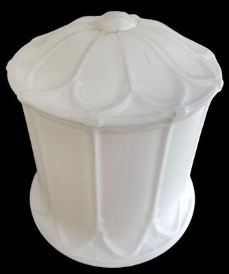 Antique Gothic Oversize Raised Edge Arched Milk Glass Pendant Light Shade. 12 7/8 IN x 10 IN 