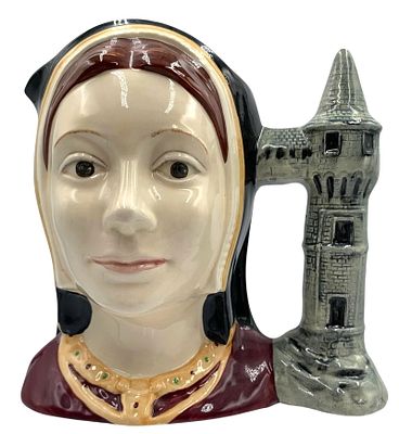 Large English Royal Doulton Catherine of Aragon Vintage 1975 Toby Jug Character Mug. Large 7 1/2 