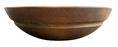 Unusual Antique Primitive Asymmetrical Carved Stripe Detailed Large Wood Farmhouse Dough Bowl. La 