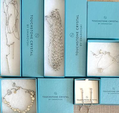 5 UNWORN Swarovski Touchstone Crystal Sparkling Jewelry Adornments. Superb UNWORN Swarovski 