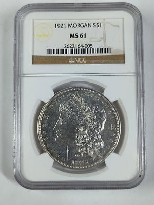 1921 Morgan Dollar MS61 Graded. Graded MS 61 by NGC