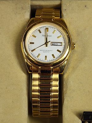 Armitron Mens Gold Tone Stainless Steel Day Date Wrist Watch w/ Water Resistance of 165 Ft. Grea 