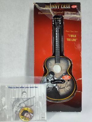 Elvis Presley Birthday Collector Token & Johnny Cash Illuminated Musical Ornament. Great novelty 