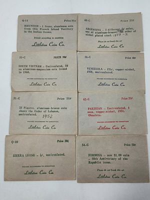 Littleton Coin Co. Obsolete and Uncirculated Foreign Currency Coins. Lot includes Argentina 
