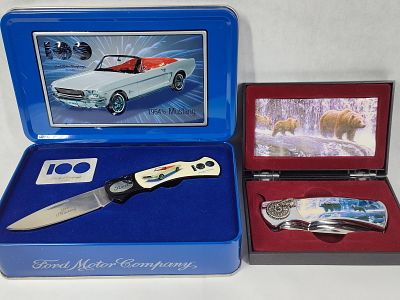 Ford Motor Co. 100 Ann. Collector Pocket Knife & Bear Collector Folding Pocket Knife Lot of 2. Gr 