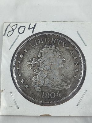 1804 Draped Bust Silver Dollar Heraldic Eagle. Showing wear with date still visible?unauthenticated?