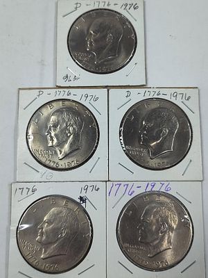 Eisenhower Bicentennial Dollars 1776-1976 Inc. One D. lot includes 5 dollars with one being a D