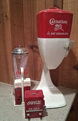 Vtg Style Advertising & Soda Fountain Collectibles. An assortment of vintage-style advertising 