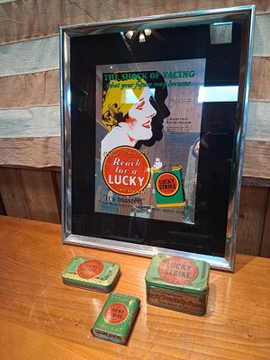 Lucky Strike Tobacco Advertising Mirror & Tins. This collection of Lucky Strike brand 