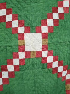 Antique American Triple Irish Chain Hand Quilt. 71 x 88 An antique hand-pieced and hand-quilted 