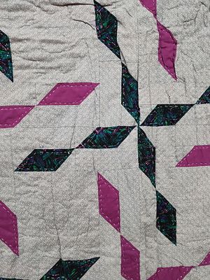 Reversible Hand-Quilted Patchwork Star Quilt. 64 x 76 This hand-quilted, reversible patchwork 