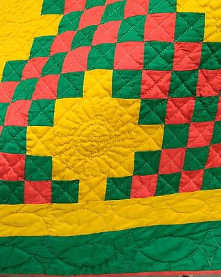 Hand-Quilted Triple Irish Chain & Star Quilt. 78 x 78 This hand-pieced and hand-quilted textile 
