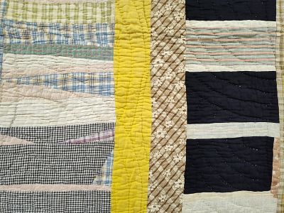 American Folk Art Patchwork Cotton Strip Quilt. 72 x 80 An American folk art strip quilt 