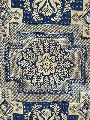 American Jacquard Woven Coverlet, 19th Century. 76 x 84 This is an American Jacquard woven 