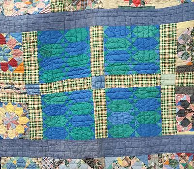 Mid-20th C. American Cotton Sampler Scrap Quilt. 64 x 80 This is a vintage American handmade 