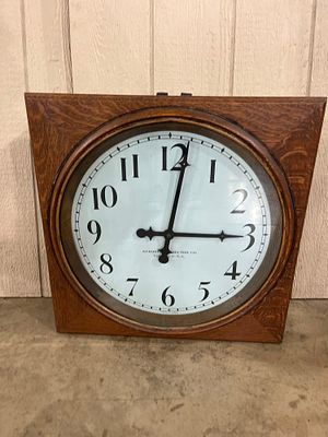 Stromberg Electric Oak Industrial Clock. 22.5x22.5 An industrial secondary wall clock 