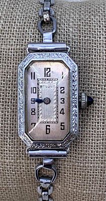 Working 1924 Art Deco Radiant 14k Rolled Gold BULOVA Ladies Wristwatch. Classic Art Deco styling 