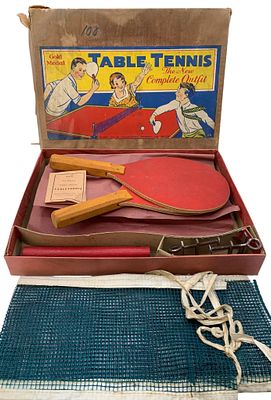 1930s Vintage Transogram Company New York Table Tennis Game in the Original Box. Comes with the 