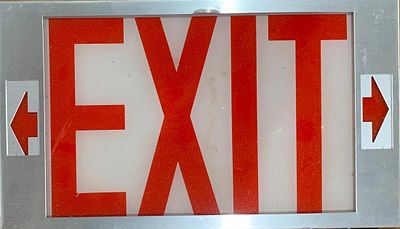 Vintage New Old Stock Illuminated EXIT Sign in the Box. Unassembled with the original box, glass 