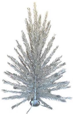 Mid Century 6 Foot Tall Angel Pine Silver Aluminum Christmas Tree with Sleeves & Box. 91 