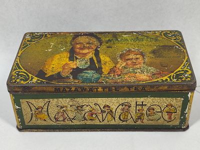 Mazawattee Tea Old Folks at Home Tin. 6.5x3.5x2.25 An early 20th-century rectangular 