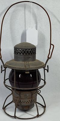 Adlake Kero Railroad Red Globe Lantern. 10 in. This is an Adlake Kero short-globe railroad 