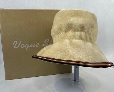 Sonni California Mohair Felt Bucket Hat. 7 in tall. A vintage mid-century women's flared-brim 