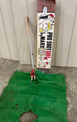 1960s Marx Pro Shot Golf Game w/ Box. This mechanical indoor golf game, titled Pro Shot Golf 