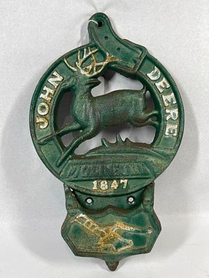 John Deere 1847 Cast Iron Letter Holder. 16x10 A cast iron wall pocket featuring promotional 