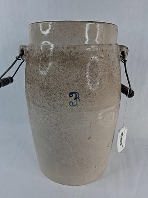 Stoneware Butter Churn w/ Lid & Cobalt. 15.5 in tall This three-gallon stoneware butter churn 
