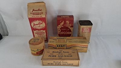 American Food Advertising Set. This collection includes several vintage food packaging 