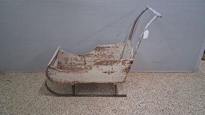 Antique Wood & Iron Child's Push Sleigh. 32x14x32 This is an antique child's push sleigh, also 