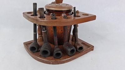 Briar Pipes, Carousel Rack, Humidor. This collection features an assortment of tobacco pipes 