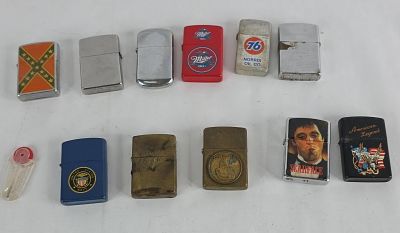 Windproof Pocket Lighters & Accessories. An assortment of metal-cased windproof pocket lighters 