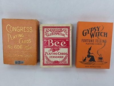 3 US Playing Card & Bee Brand Decks. This collection comprises three vintage decks of playing 
