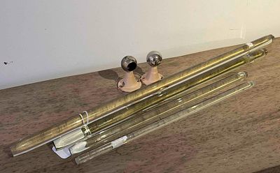 Mid-C. Lucite & Painted Metal Wall Rods. This set comprises four solid cylindrical rods and two 