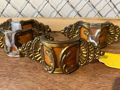 Trio Art Deco Bakelite Waterfall Pulls. A trio of Art Deco period drawer pulls, characteristic 