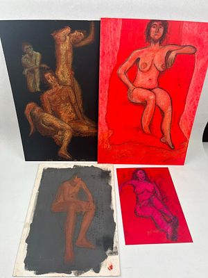 Modernist Figurative Pastel Studies. A group of figurative studies executed in soft pastel and 