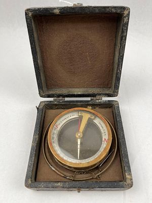 W.S. Darley & Co. Brass Mining Compass. A dip needle compass, also known as a dipping needle or 