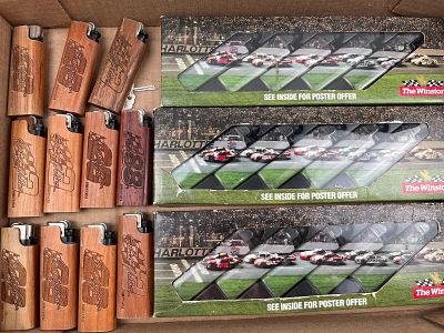 Wayne Carter NASCAR & Winston Lighters. A collection of NASCAR-themed pocket lighters, including 