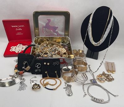Costume Jewelry & Longaberger Ornament. An estate collection of costume jewelry and a ceramic 