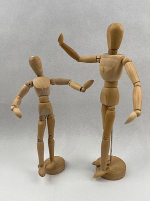 Pair Articulated Wood Artist Mannequins. This lot consists of two articulated artist mannequins 
