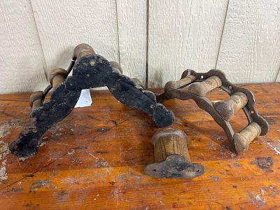 3 J.L. Mott Iron Works Harness Brackets. This group of late 19th-century stable hardware 