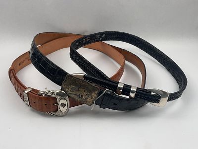 3 Western Desperado & Montague Belts. This lot features a trio of men's Western-style leather 