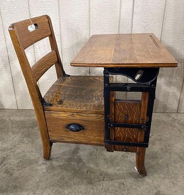 Langslow Fowler Moulthrop School Desk. This combination student desk and chair is a Langslow 